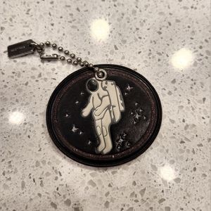 Coach Astronaut Black Leather Keychain